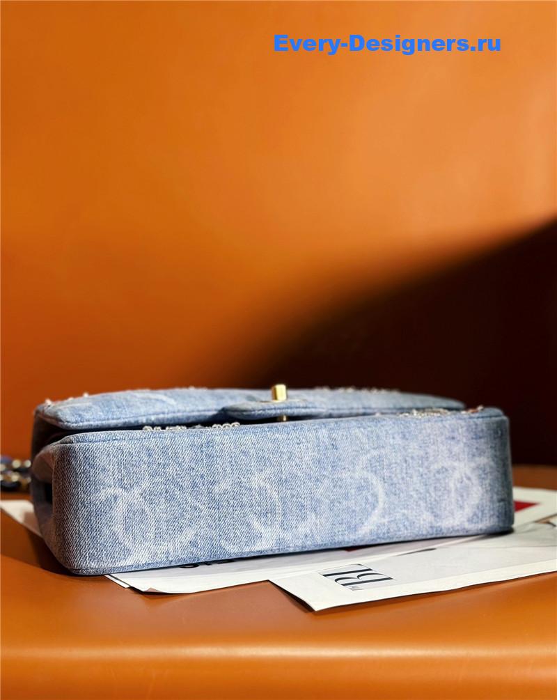 Ch**el blue denim sequin cc flap bag