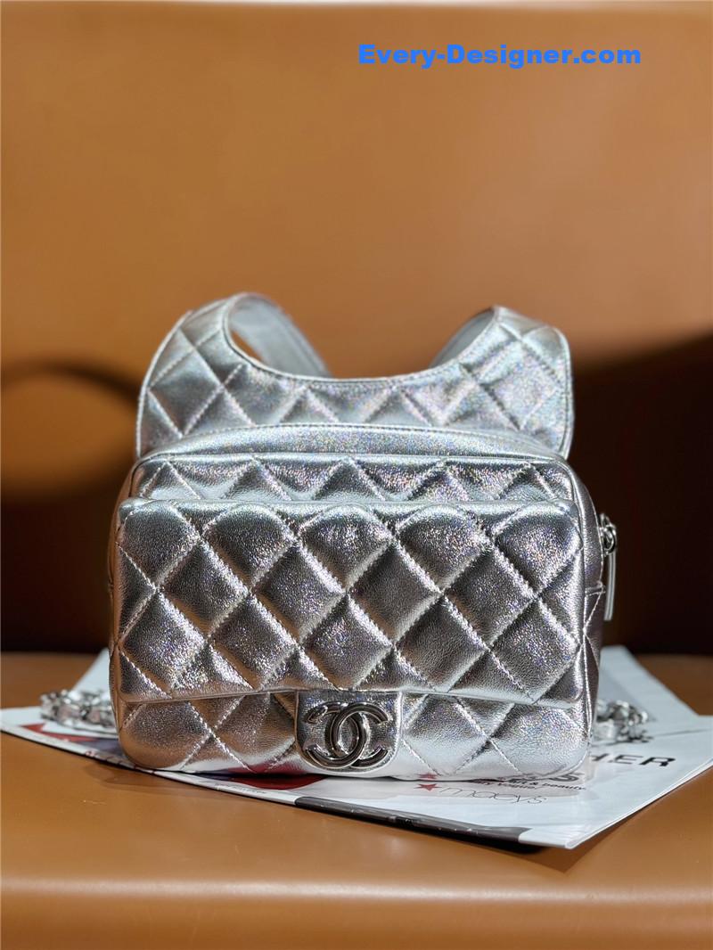 Chanel silver backpack