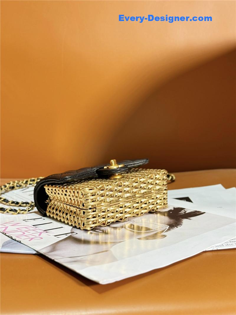 Ch**el metallic woven cf bag small