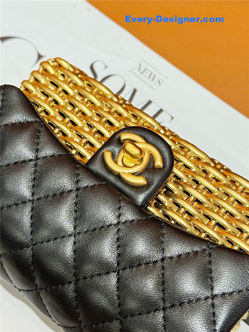 Ch**el metallic woven cf bag small