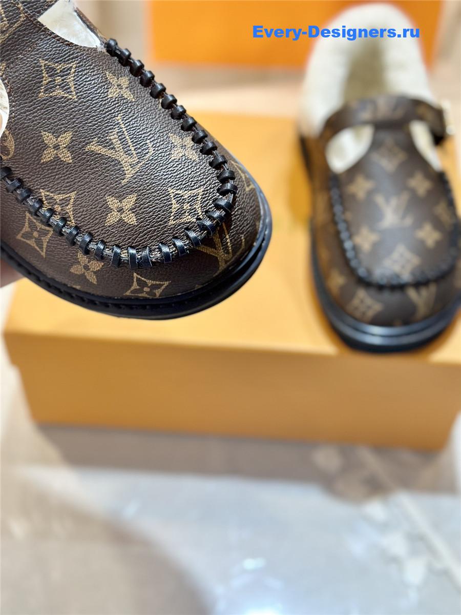 l0vis Vvtt0n lv logo leather wool slippers