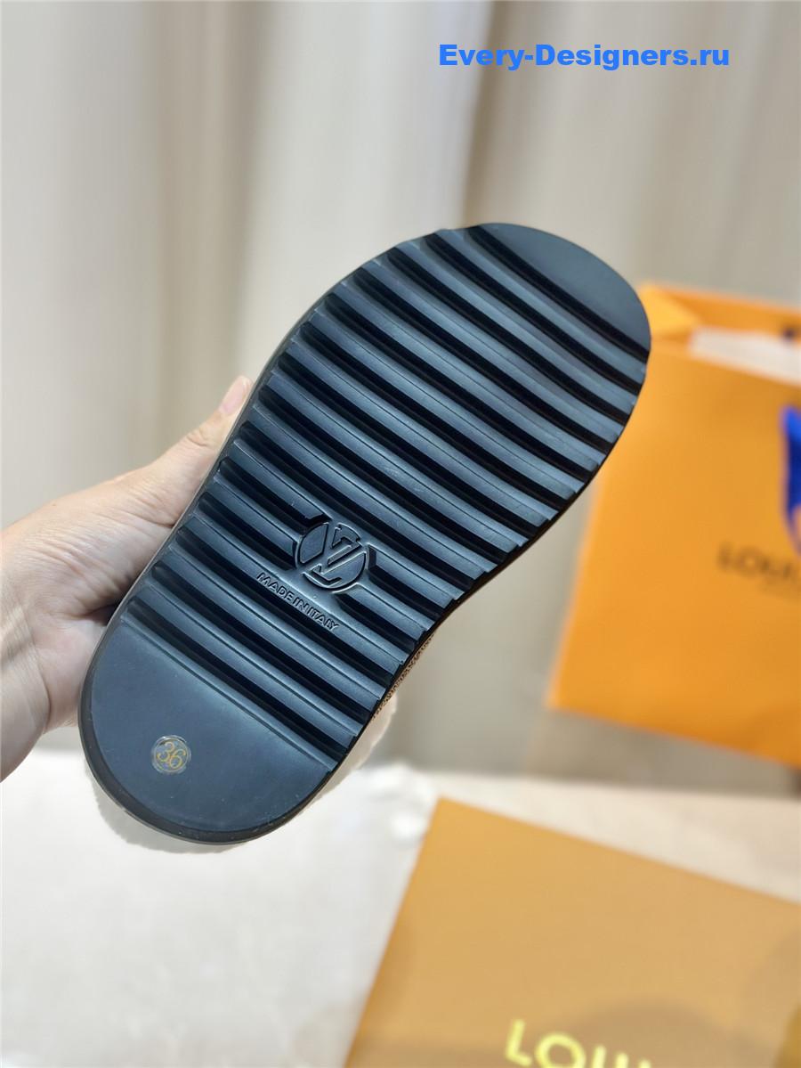 l0vis Vvtt0n lv logo leather wool slippers