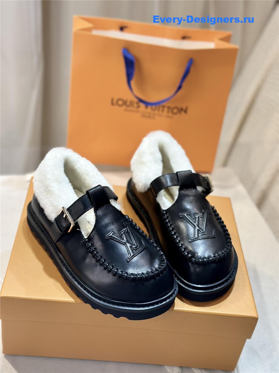 l0vis Vvtt0n leather wool slippers black