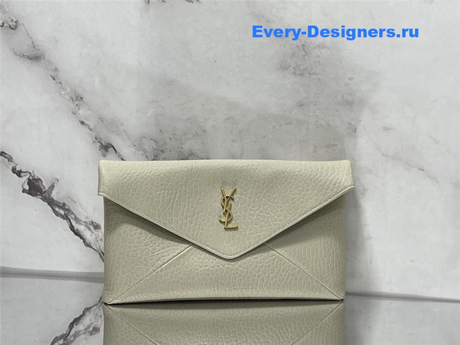 Saint Laurent YSL Envelope Pouch Clutch in Beige