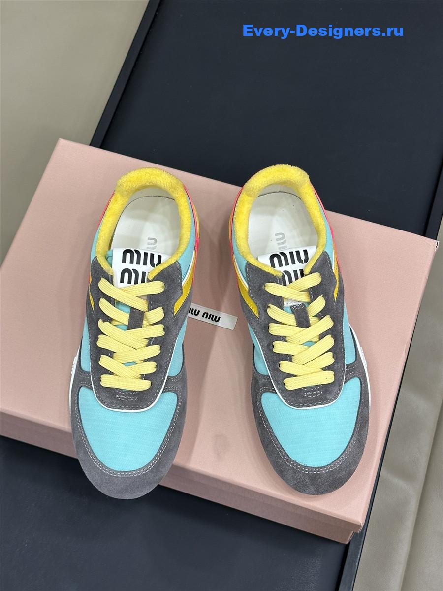 Miu Miu Lace-Up Colorful Low-Top Sneakers