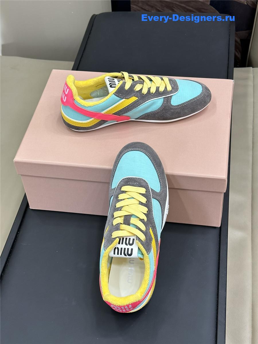 Miu Miu Lace-Up Colorful Low-Top Sneakers
