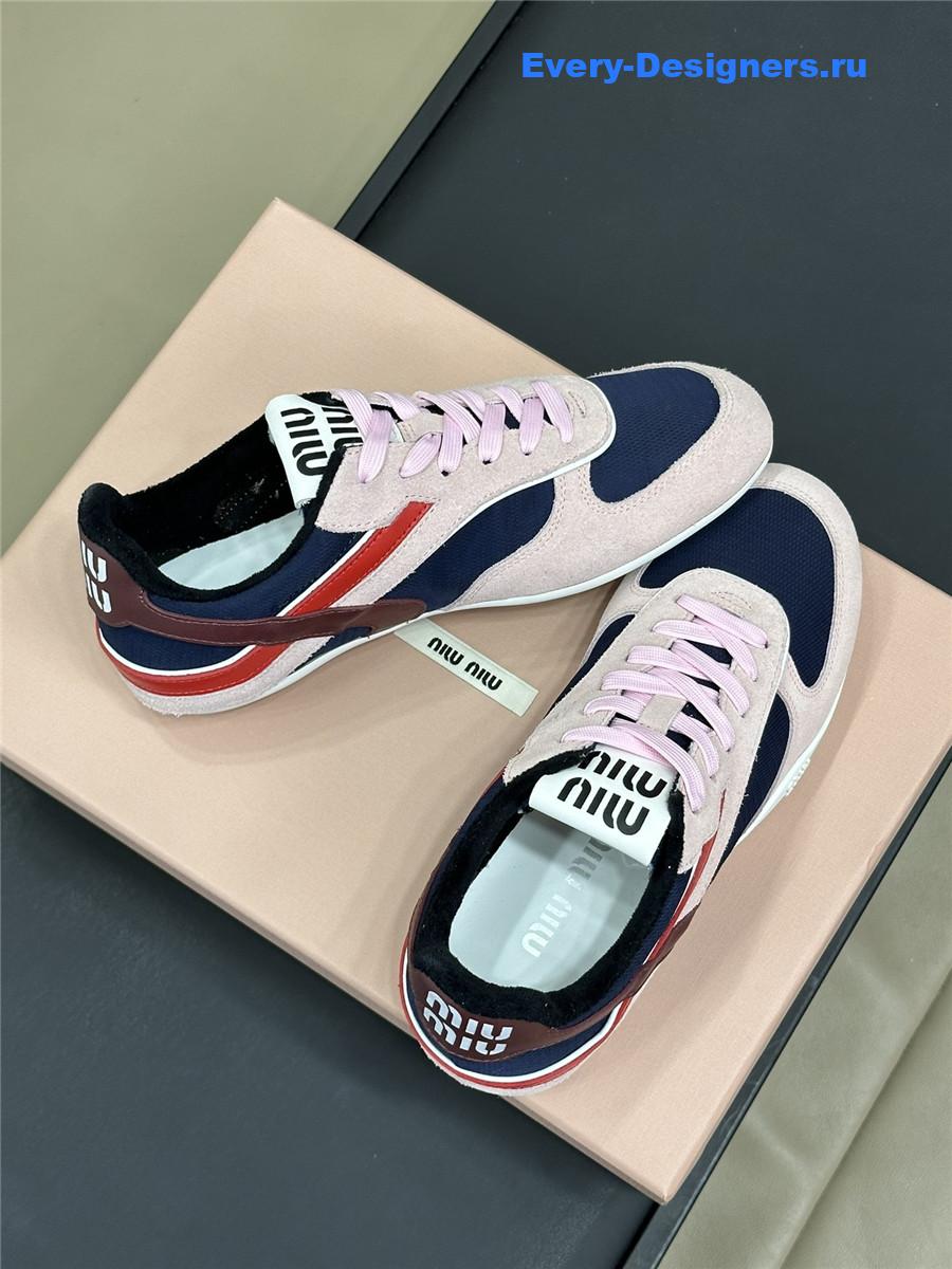 Miu Miu Lace-Up Pink Low-Top Sneakers