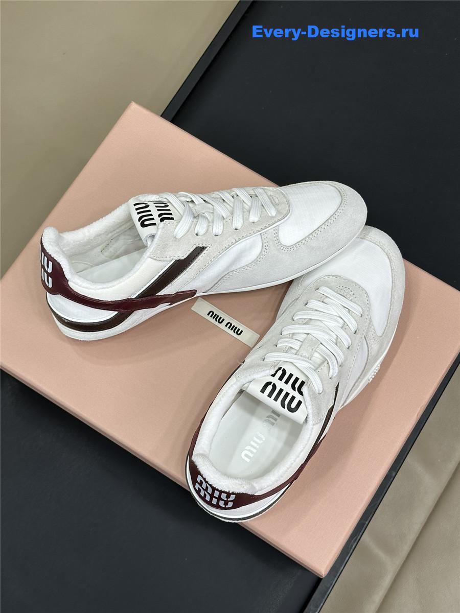 Miu Miu Lace-Up White Low-Top Sneakers
