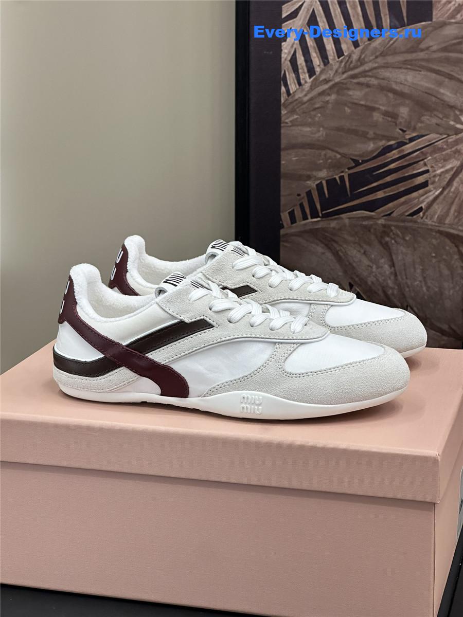 Miu Miu Lace-Up White Low-Top Sneakers