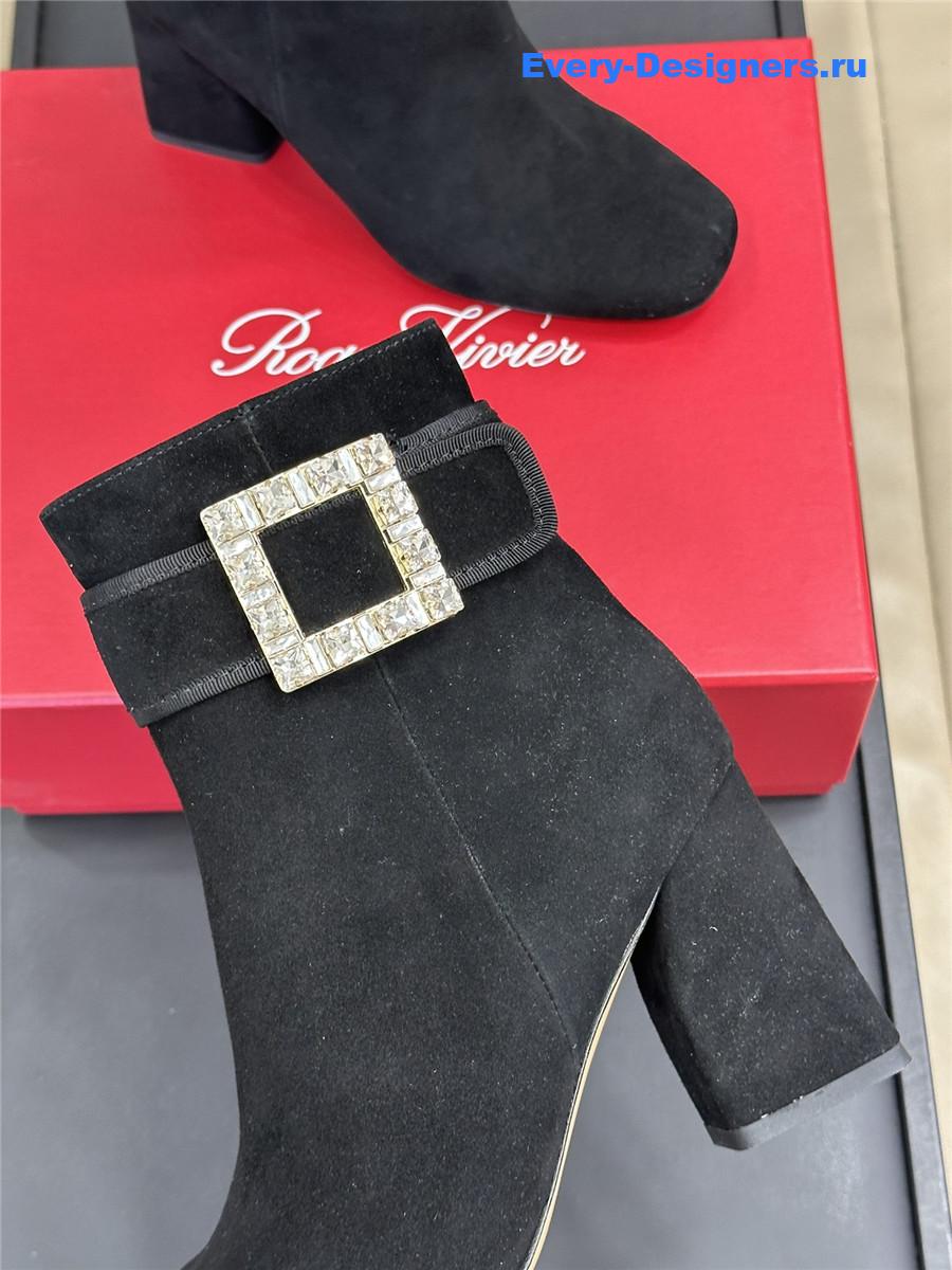 Roger Vivier Black Suede Ankle Boots