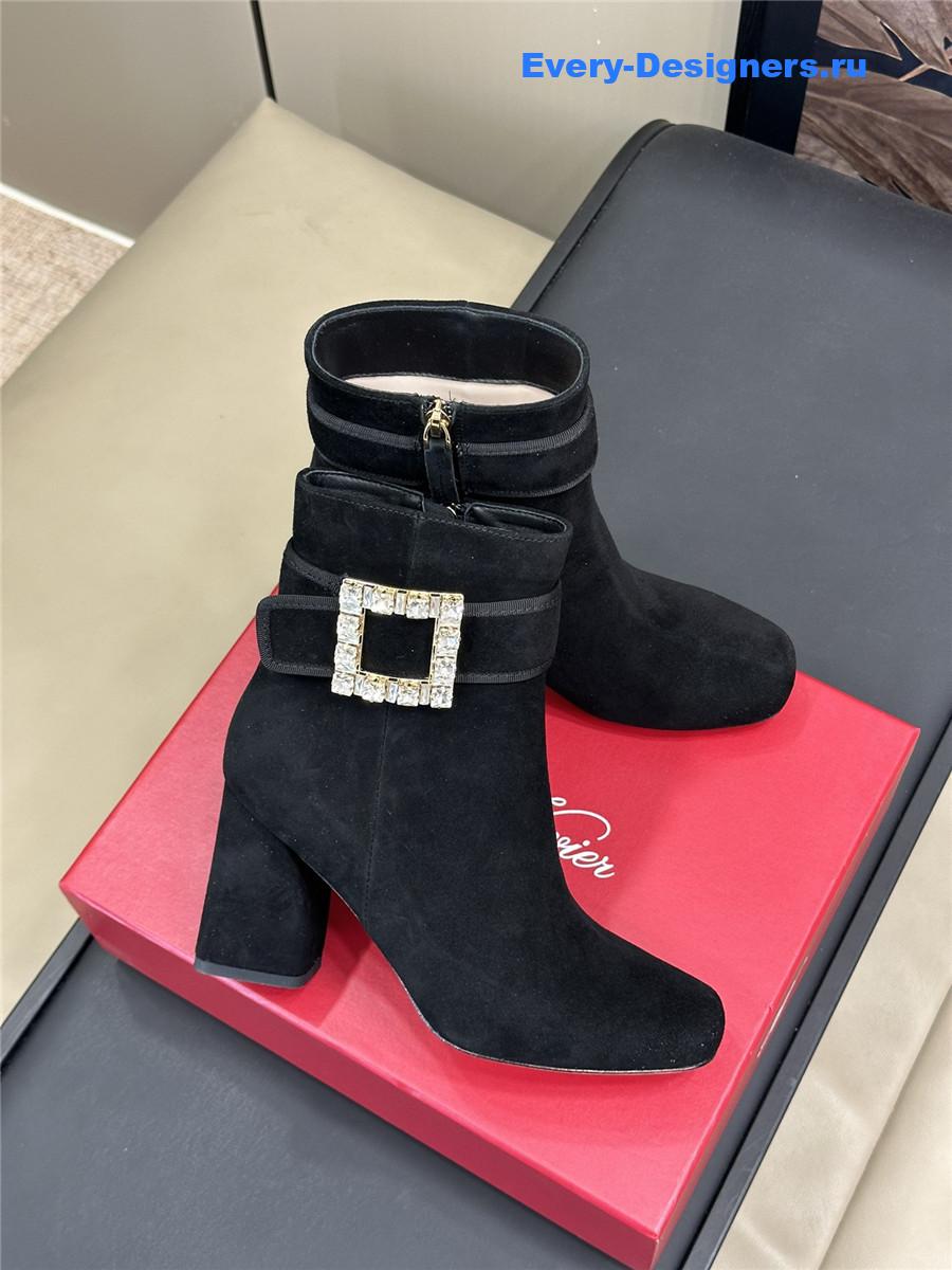 Roger Vivier Black Suede Ankle Boots