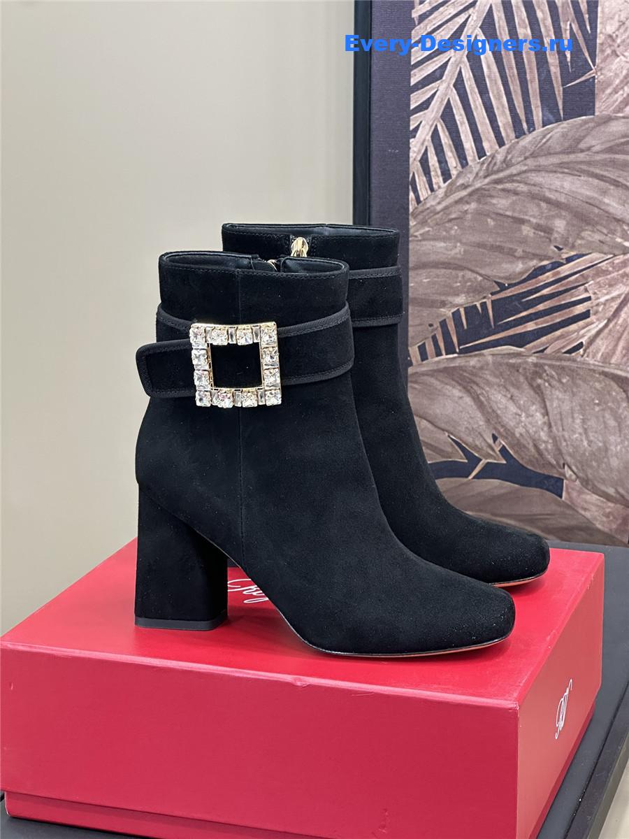 Roger Vivier Black Suede Ankle Boots