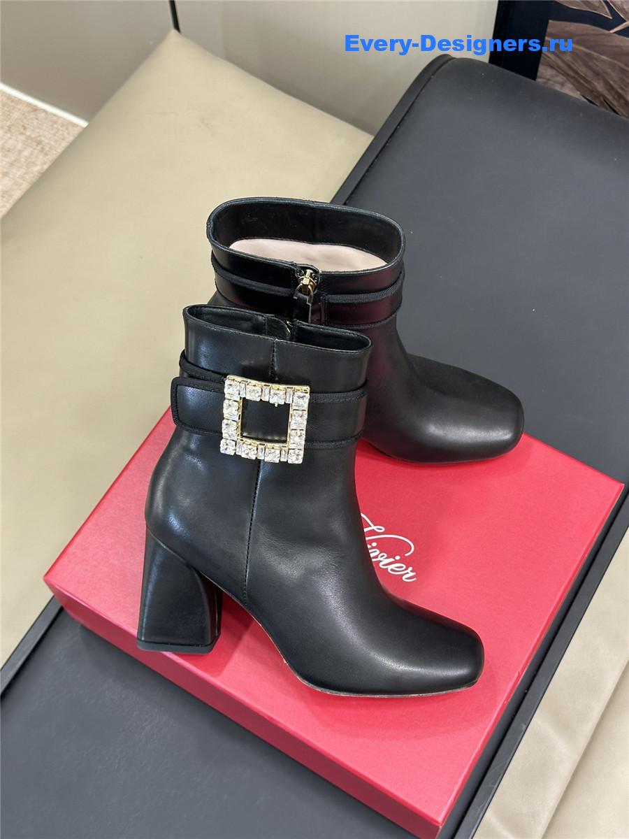 Roger Vivier Black Leather Ankle Boots