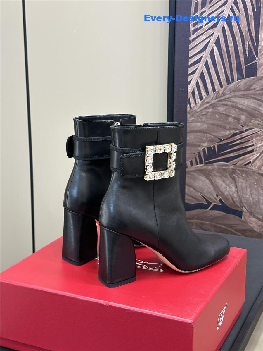 Roger Vivier Black Leather Ankle Boots