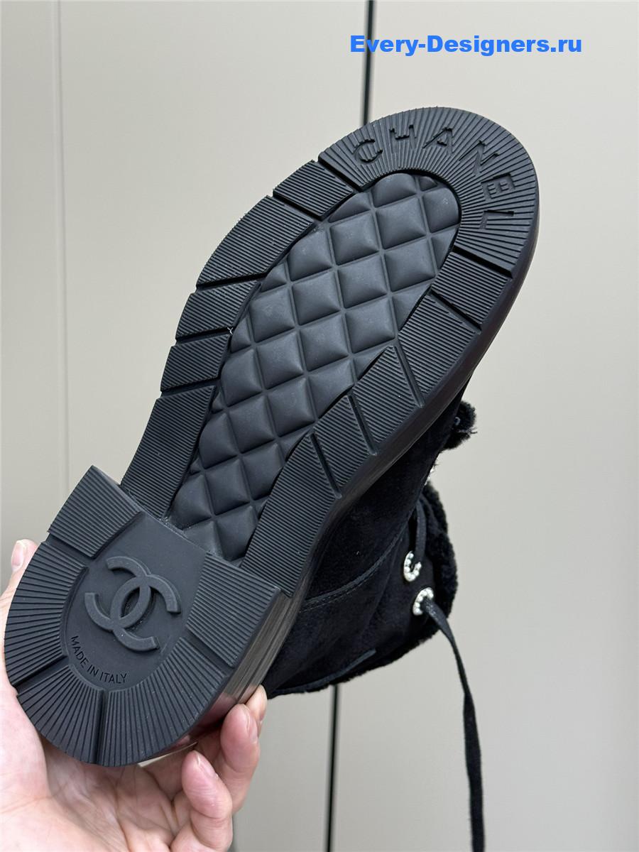 Ch**el black fur ankle boots