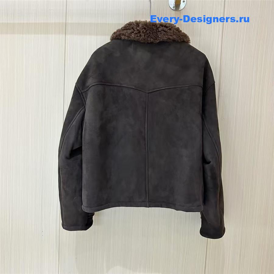 MIU MIU Suede Leather Fur Coat