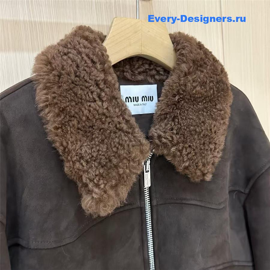 MIU MIU Suede Leather Fur Coat