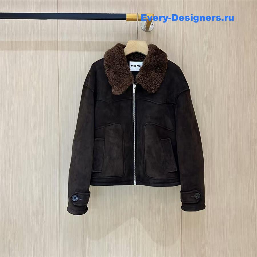 MIU MIU Suede Leather Fur Coat