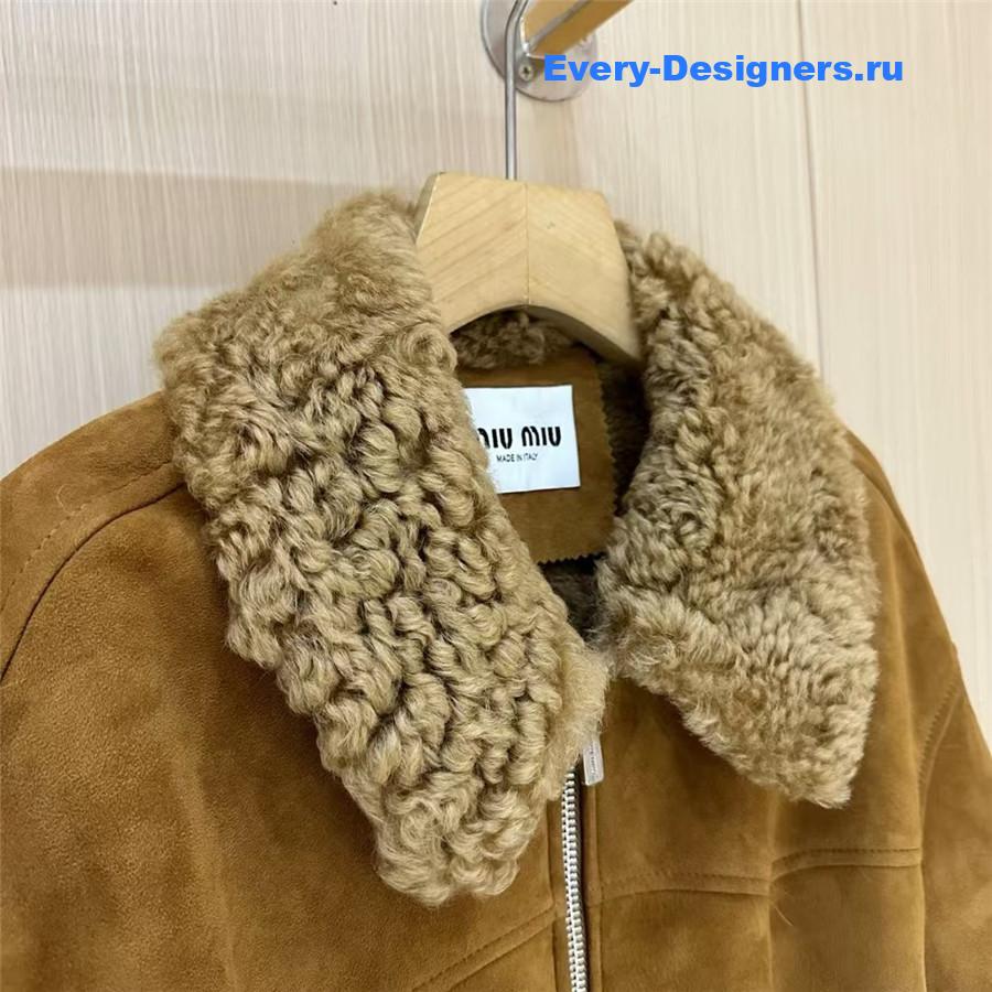 MIU MIU Suede Leather Fur Coat