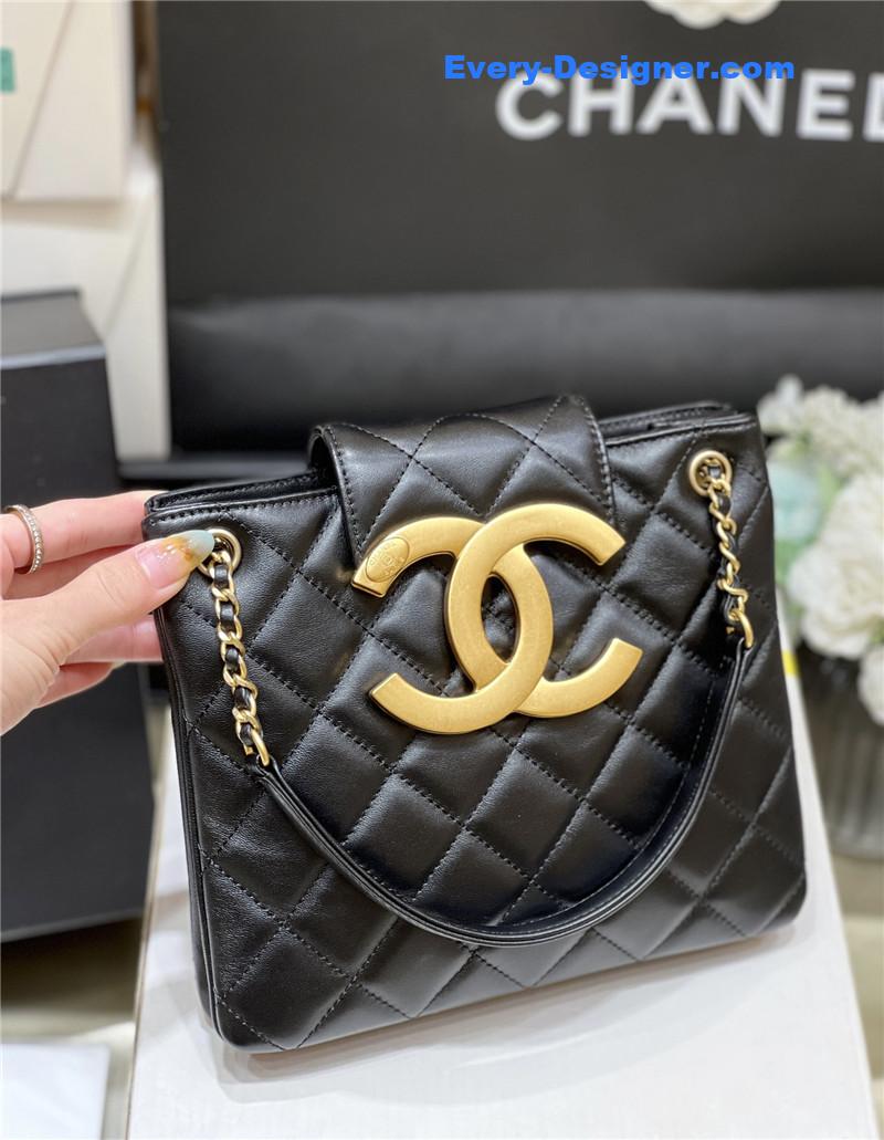 Chanel logo retro tote bag
