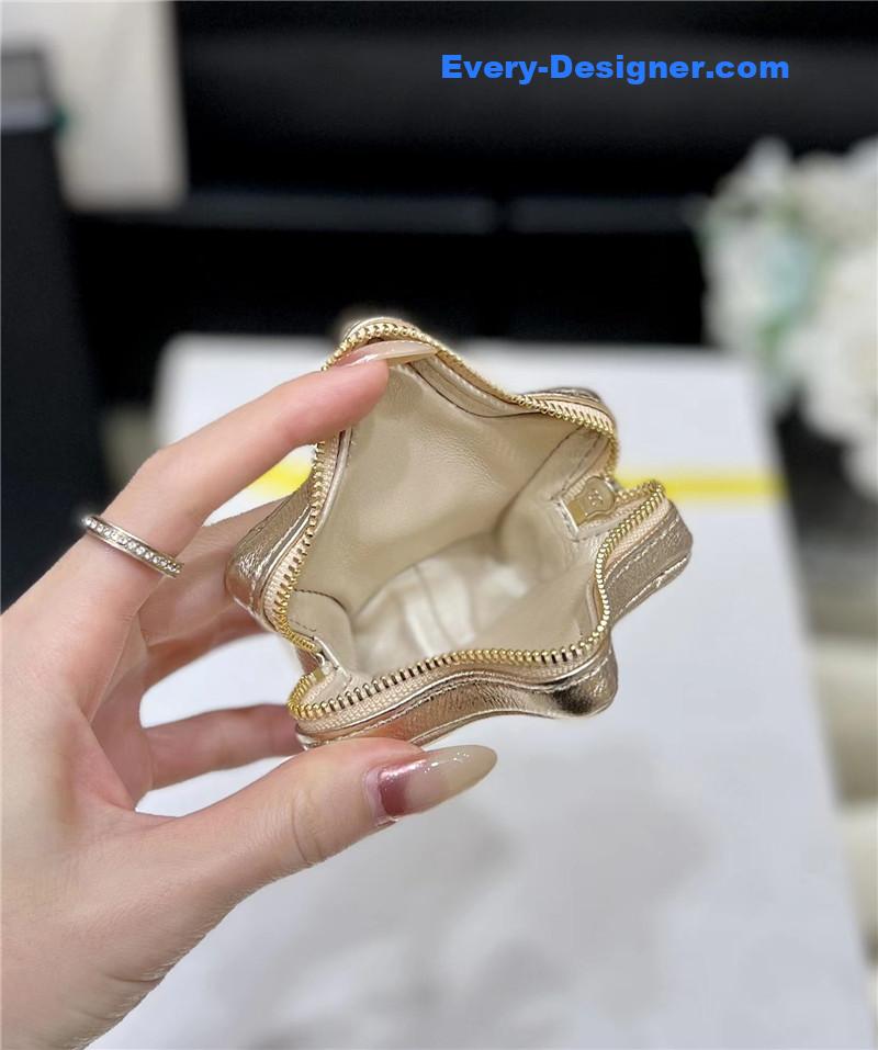 Ch**el patent leather gold double backpack