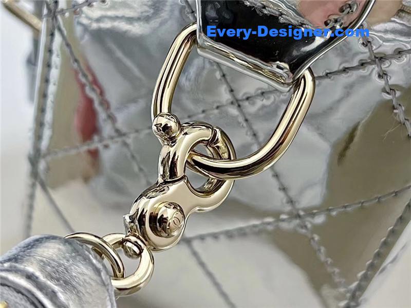 Ch**el patent leather silver double backpack