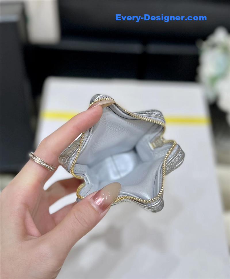 Ch**el patent leather silver double backpack