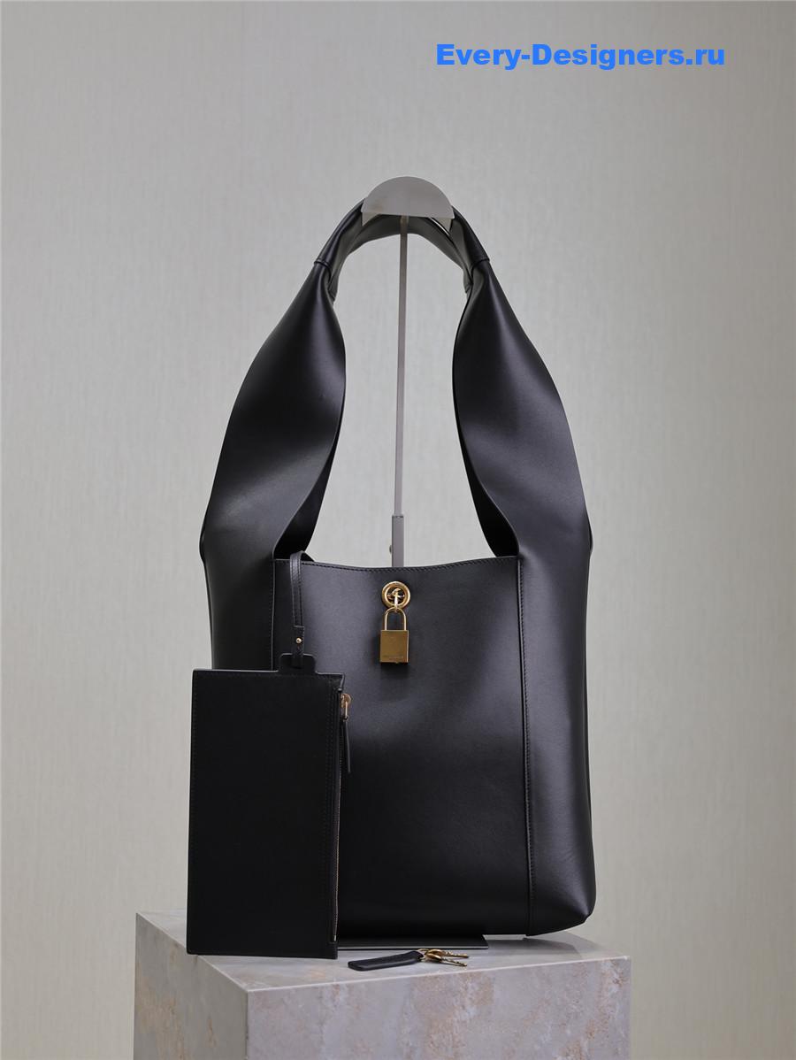 Saint Laurent Tanger Black Leather Hobo Bag