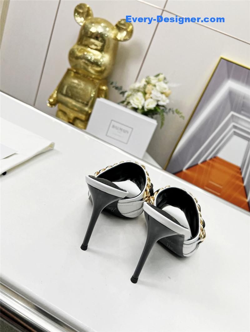 Balmain Metal Chain Heeled Slides