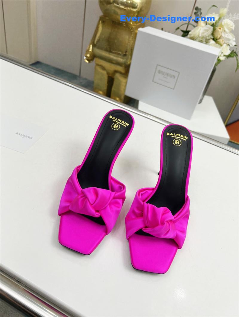 Balmain Bright Pink Satin Mules