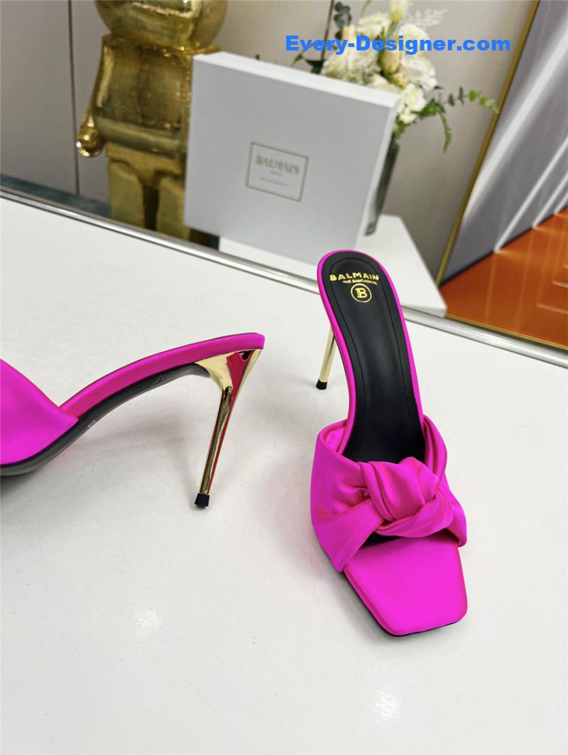 Balmain Bright Pink Satin Mules