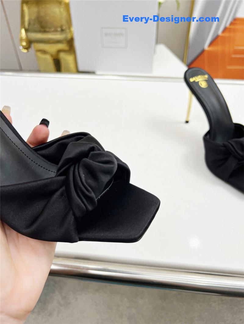 Balmain new catwalk original silk high-heeled slippers