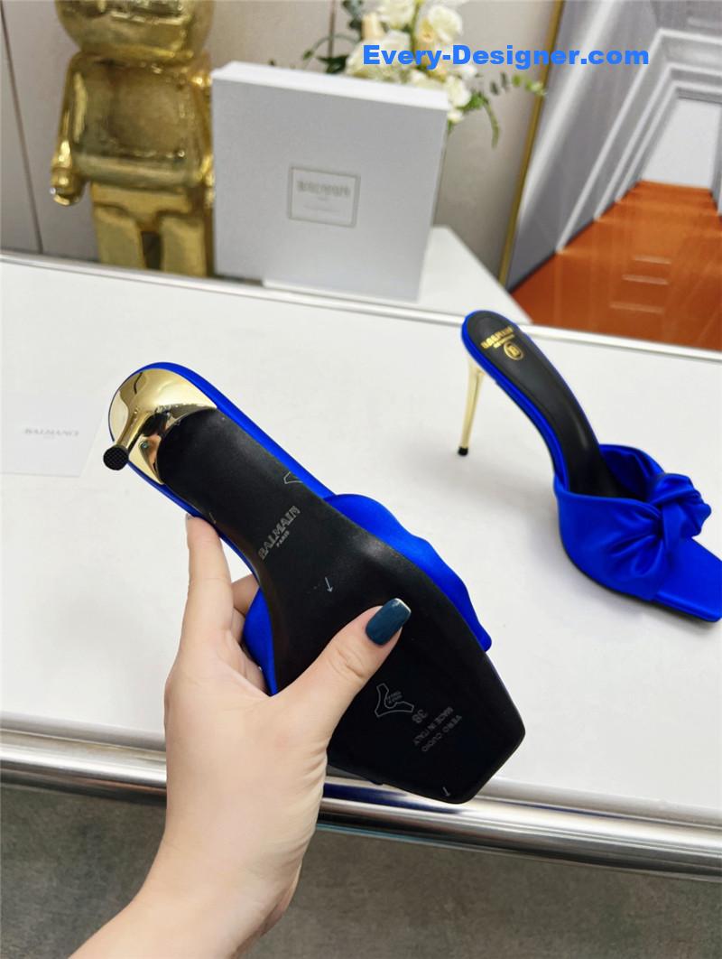 Balmain new catwalk original silk high-heeled slippers