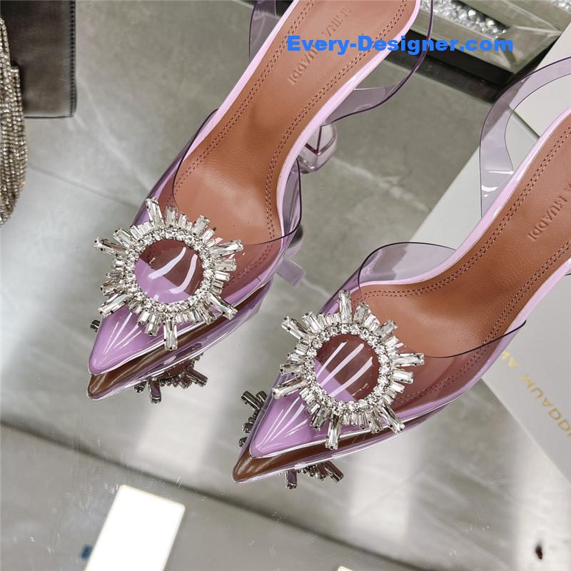 AMINA MUADDI rhinestone buckle heeled slides