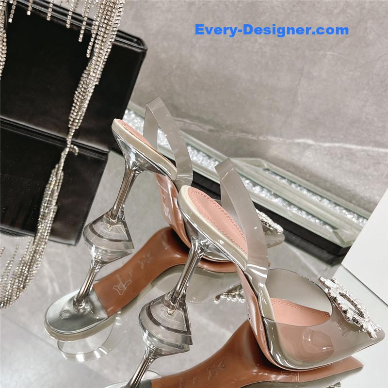 AMINA MUADDI rhinestone buckle heeled slides