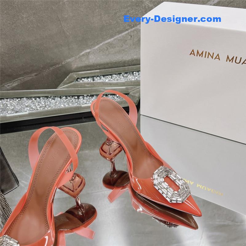 AMINA MUADDI rhinestone buckle heeled sandals