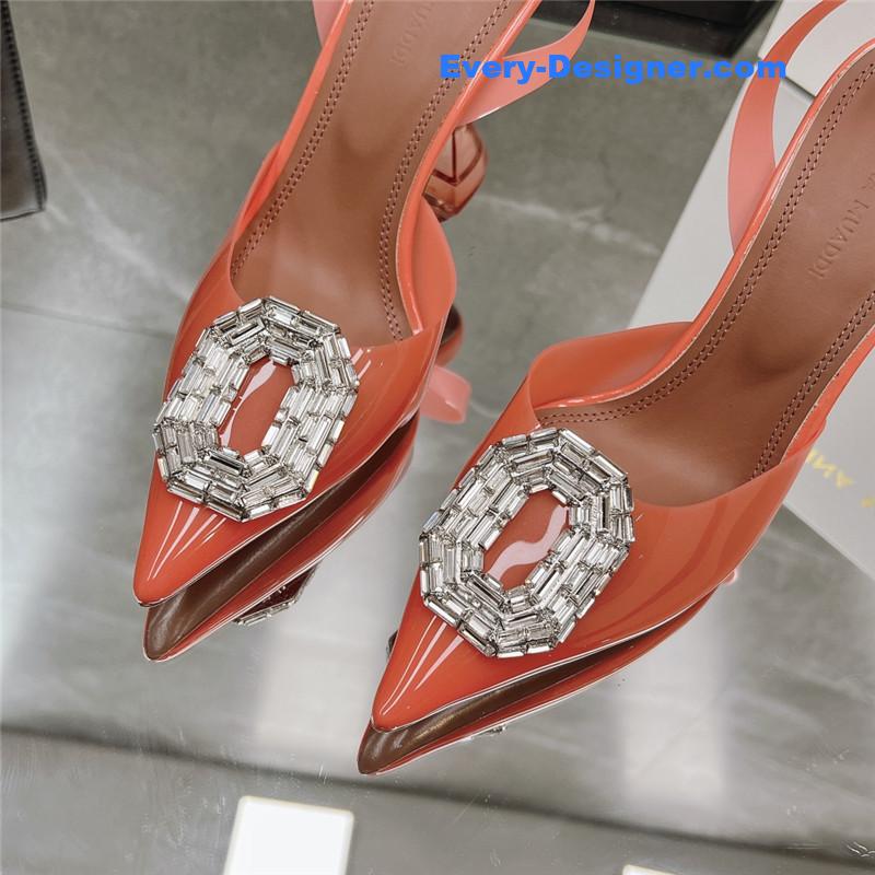 AMINA MUADDI rhinestone buckle heeled sandals