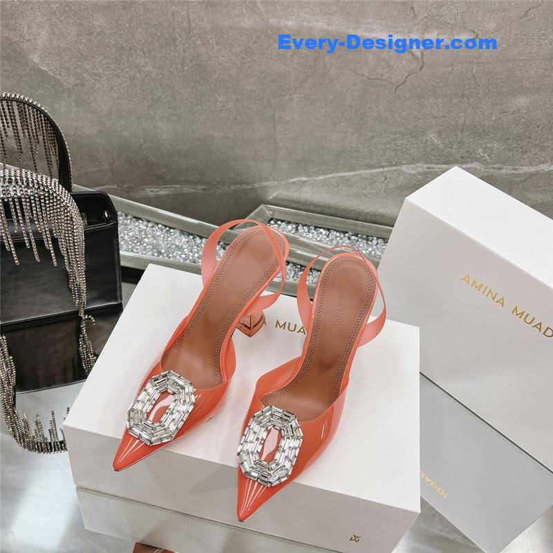 AMINA MUADDI rhinestone buckle heeled sandals