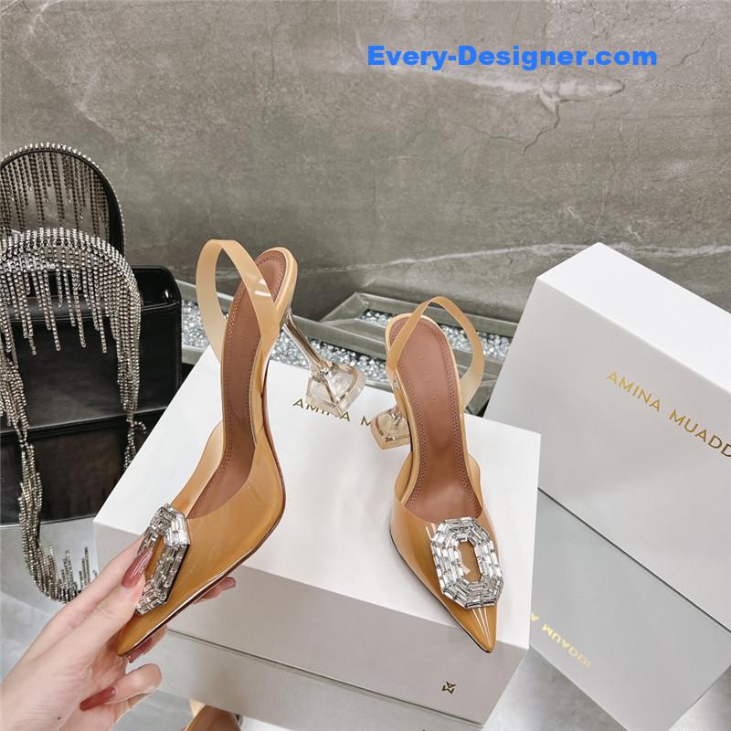 AMINA MUADDI rhinestone buckle heeled sandals