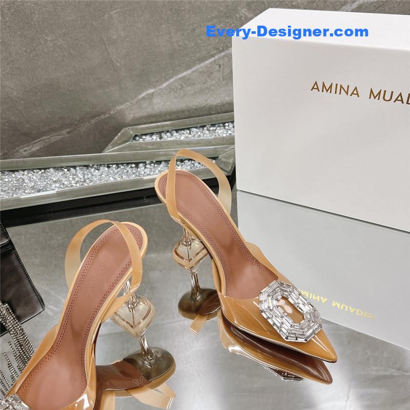 AMINA MUADDI rhinestone buckle heeled sandals