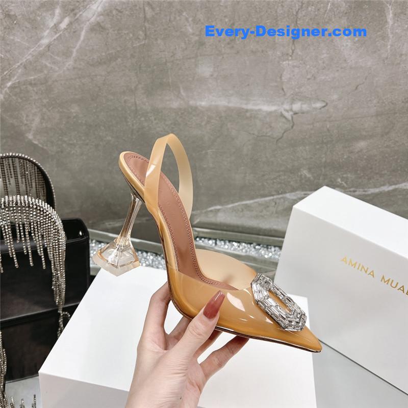 AMINA MUADDI rhinestone buckle heeled sandals