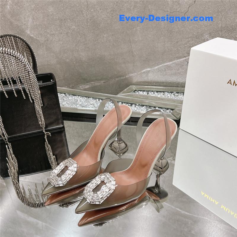 AMINA MUADDI rhinestone buckle heeled sandals