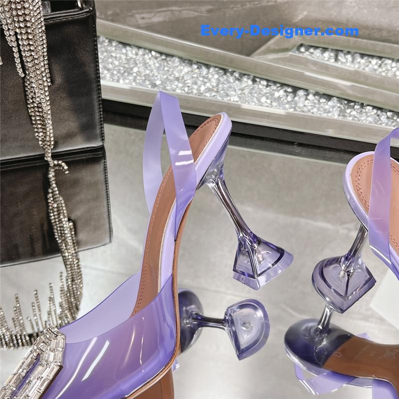 AMINA MUADDI rhinestone buckle heeled sandals