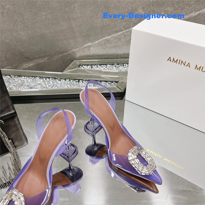 AMINA MUADDI rhinestone buckle heeled sandals