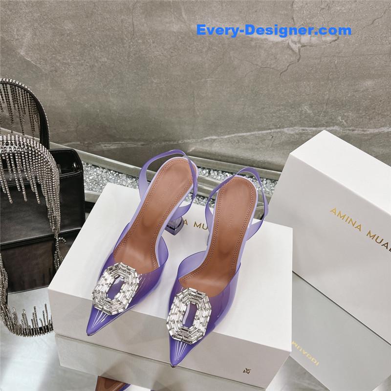 AMINA MUADDI rhinestone buckle heeled sandals