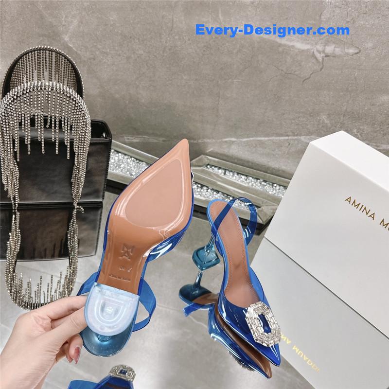 AMINA MUADDI rhinestone buckle heeled sandals