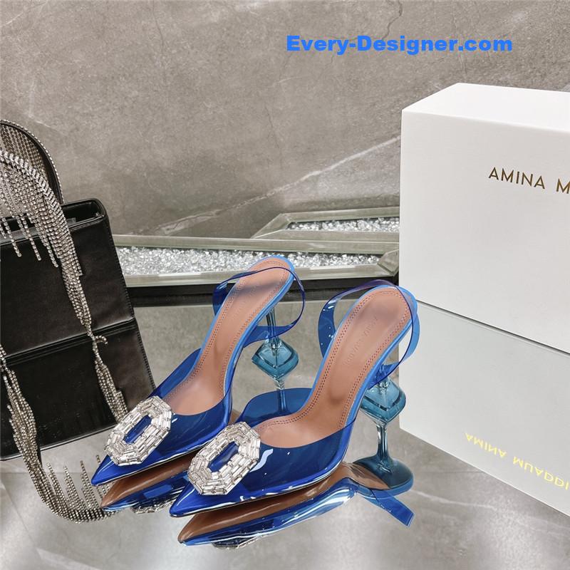 AMINA MUADDI rhinestone buckle heeled sandals