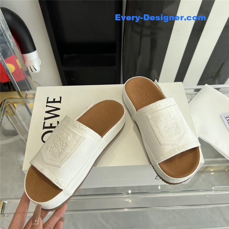 L0ew* denim slippers