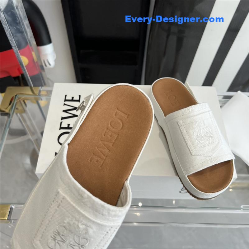 L0ew* denim slippers