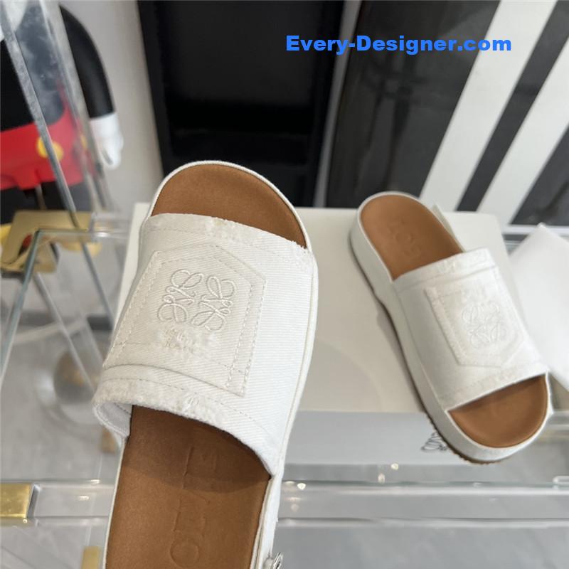 L0ew* denim slippers